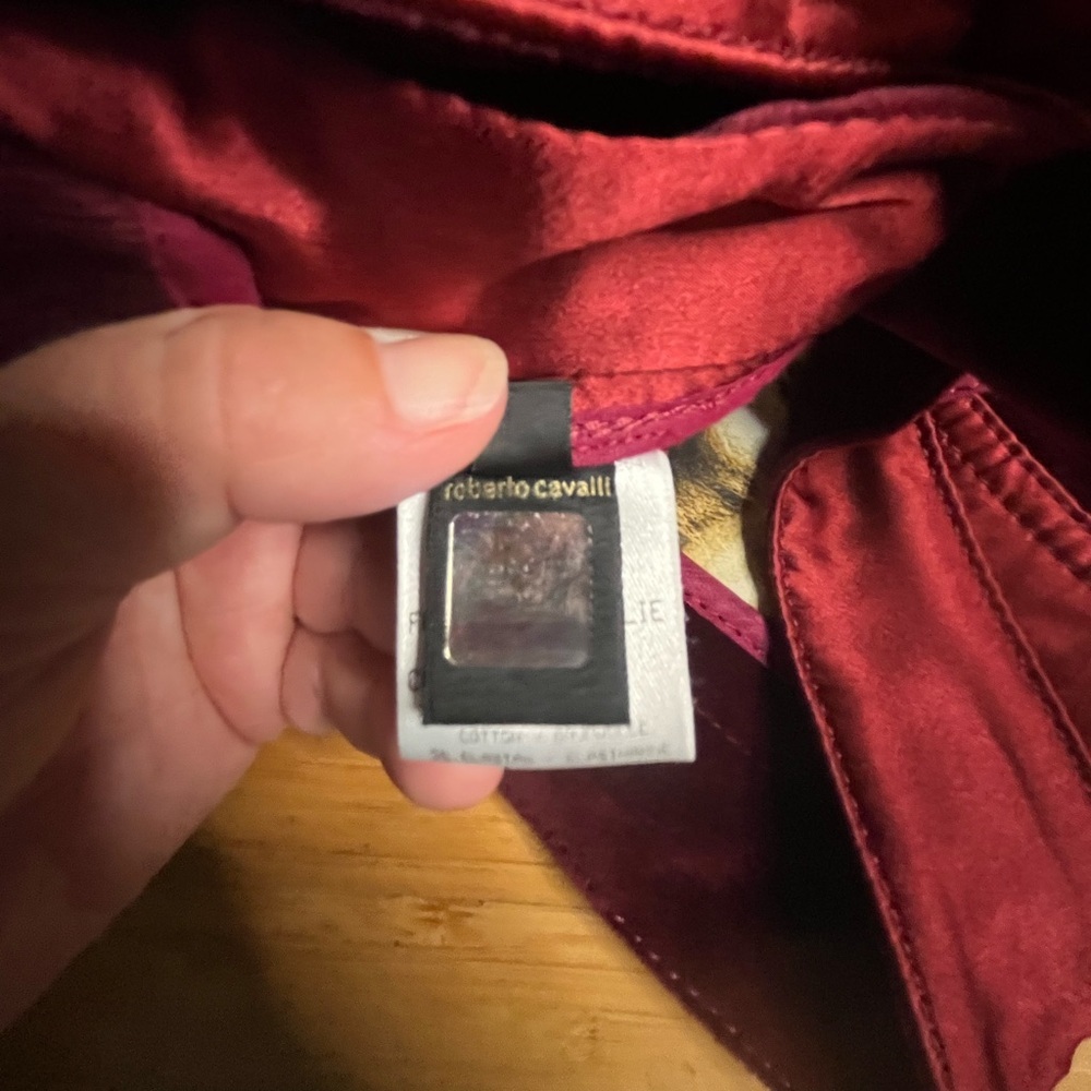 Roberto Cavalli Burgundy Velvet Cropped Pants - Picture 5 of 11